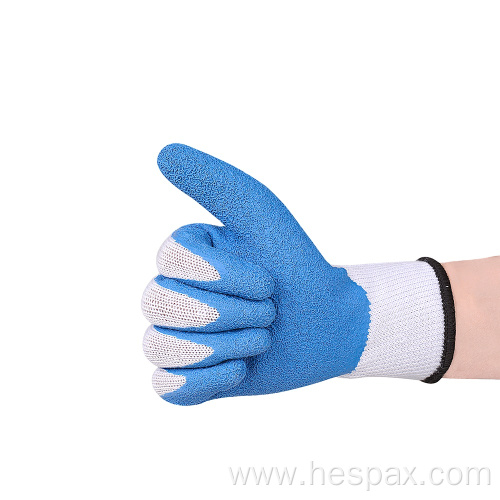 Hespax 13G Anti-slip Gloves Crinkle Latex Coated